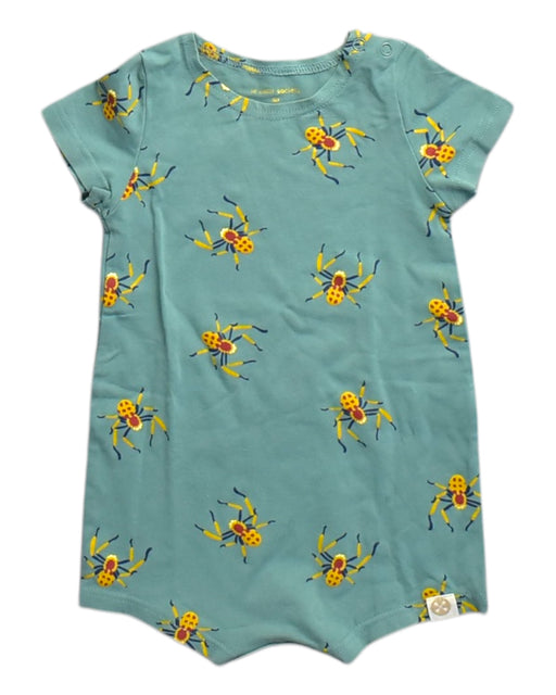 A Teal Short Sleeve Rompers from Le Petit Society in size 6-12M for neutral. (Front View)