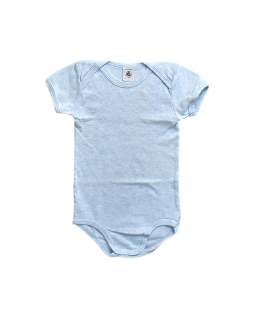 A Blue Short Sleeve Bodysuits from Petit Bateau in size 3T for neutral. (Front View)