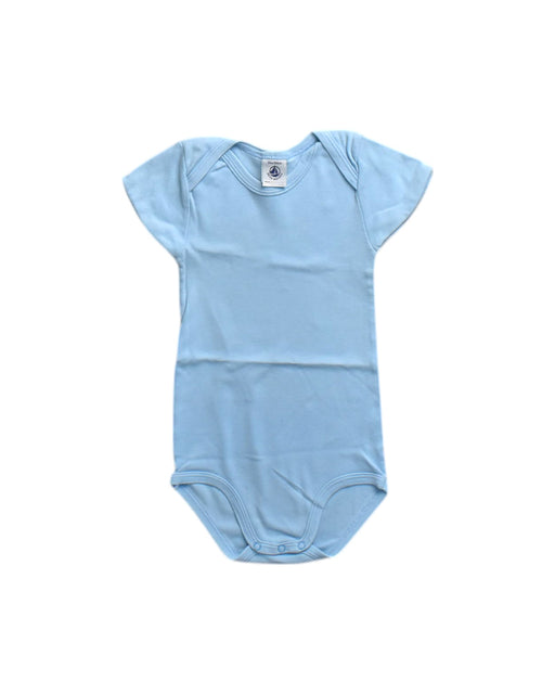 A Blue Short Sleeve Bodysuits from Petit Bateau in size 3T for neutral. (Front View)