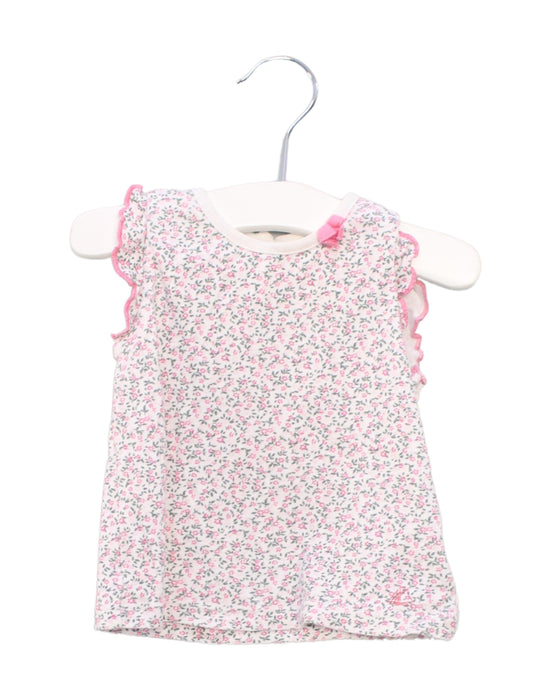 A Pink Sleeveless Tops from Petit Bateau in size 6-12M for girl. (Front View)