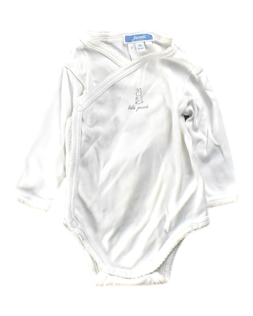 A White Long Sleeve Bodysuits from Jacadi in size 0-3M for neutral. (Front View)