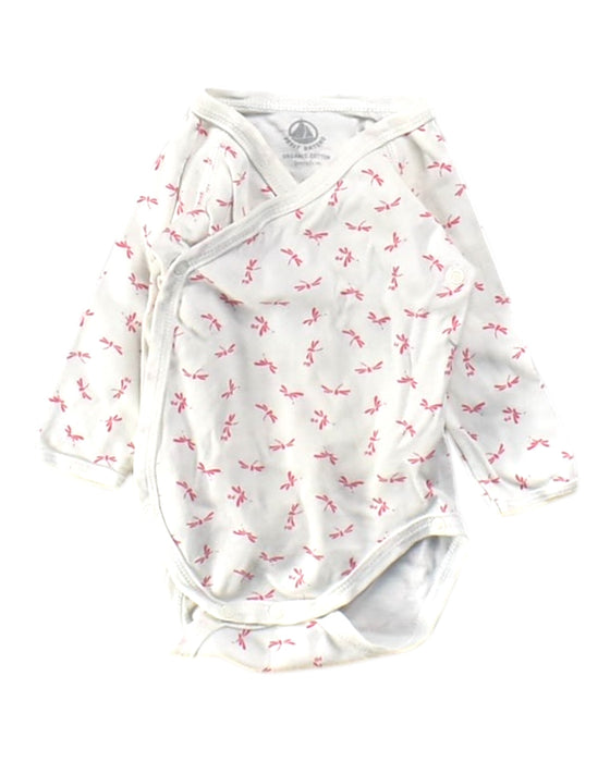 A White Long Sleeve Bodysuits from Petit Bateau in size 0-3M for girl. (Front View)