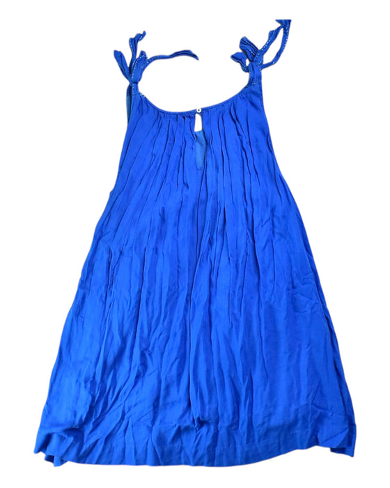 A Blue Sleeveless Dresses from Velveteen in size 8Y for girl. (Back View)