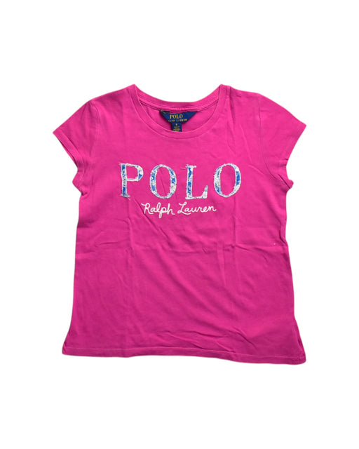 A Pink Short Sleeve T Shirts from Polo Ralph Lauren in size 6T for girl. (Front View)