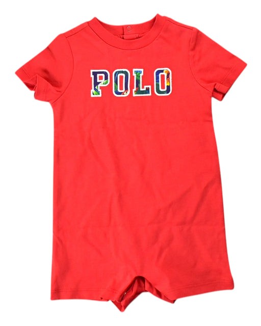 A Red Short Sleeve Rompers from Ralph Lauren in size 0-3M for neutral. (Front View)