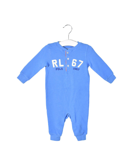 A Blue Long Sleeve Jumpsuits from Ralph Lauren in size 3-6M for boy. (Front View)