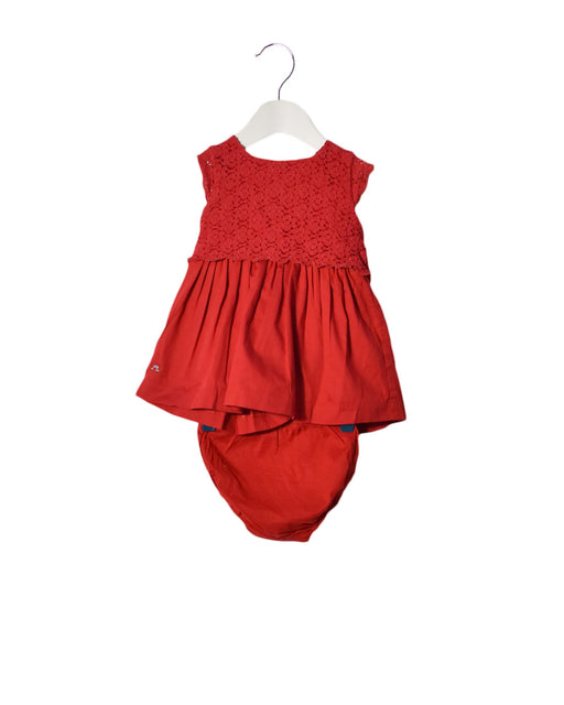 A Red Short Sleeve Dresses from Chateau de Sable in size 6-12M for girl. (Front View)