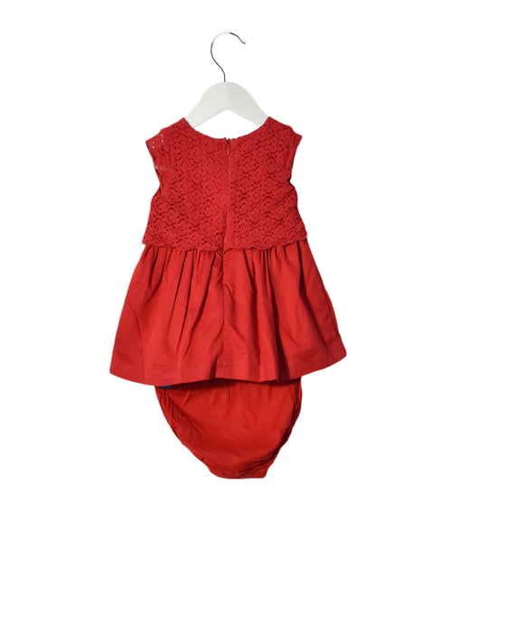 A Red Short Sleeve Dresses from Chateau de Sable in size 6-12M for girl. (Back View)