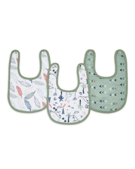 Aden & Anais 3-pack Classic Snap Bibs - Dinotime O/S