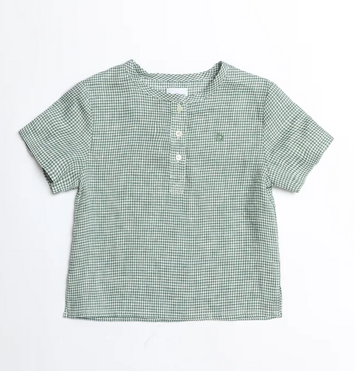 A Green Short Sleeve Shirts from Bochechas in size 3T for boy. (Front View)