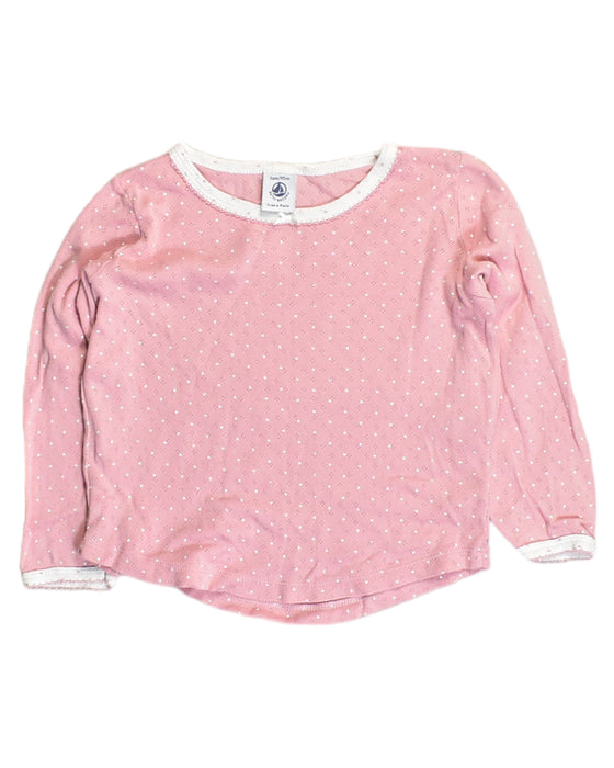 A Pink Long Sleeve Tops from Petit Bateau in size 3T for girl. (Front View)